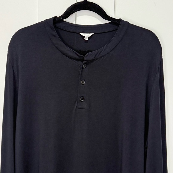 Eberjey Henry Top Henley Long Sleeve Tencel Modal Black Large Pajama Long Comfy - Picture 6 of 10